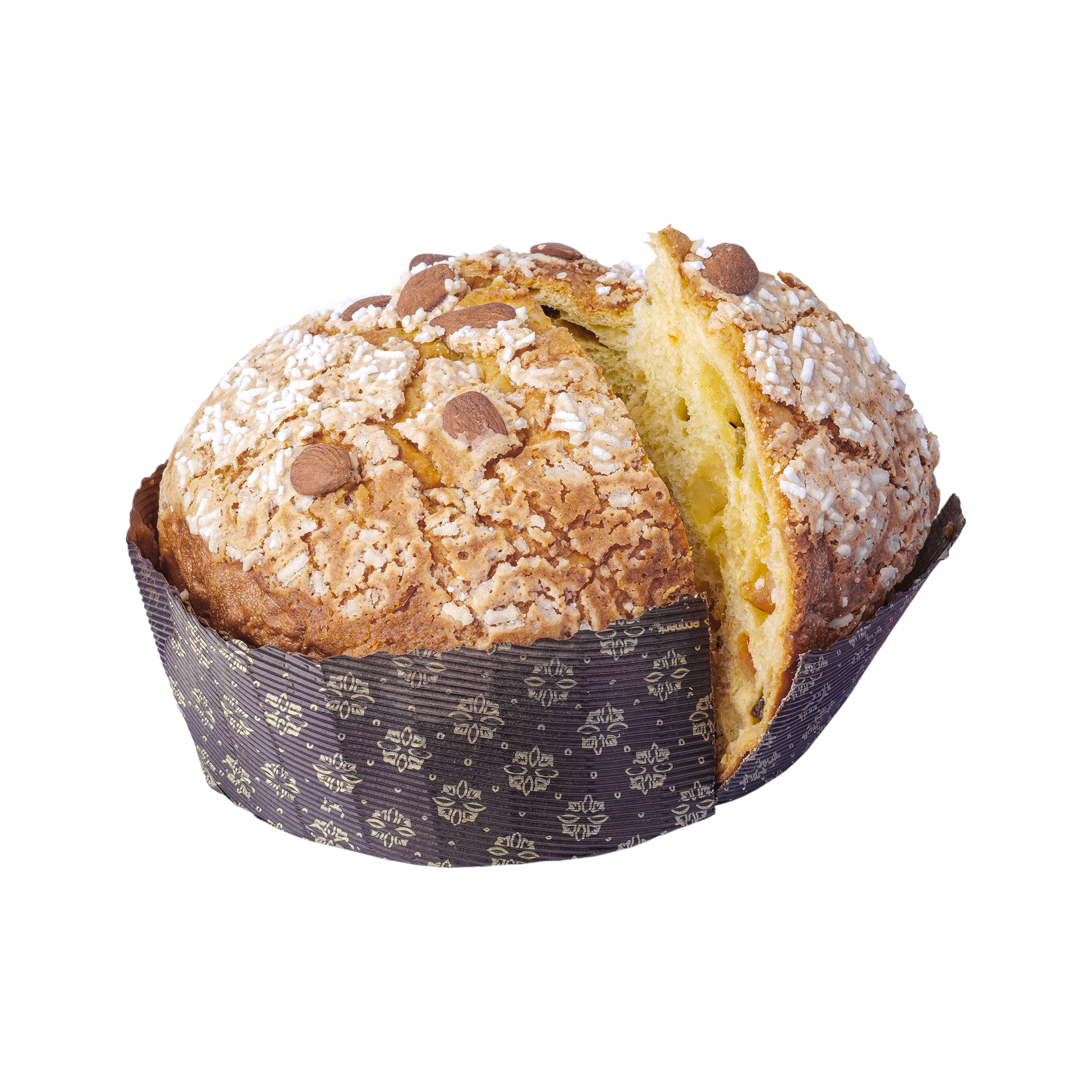 Colomba pasquale artigianale. Pasticceria fresca con mandorle e glassa, dolce tipico per ricorrenze speciali.